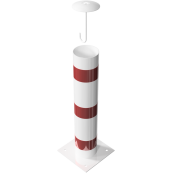 Barrier bollard | Steel tube  193 x 3.6 mm | stationary | for dowel fixing | hot-dip galvanized and white coatedwith three red reflecting stripes | total length: 1000 mm | with steel cap with concrete anchor
